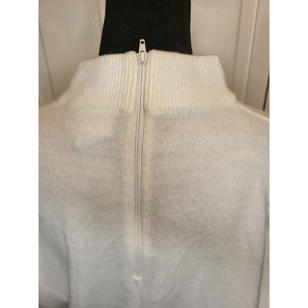 Vintage 90s Ivory Mock Neck Cable Knit Sweater XL Old Money Classic Preppy - Picture 3 of 8